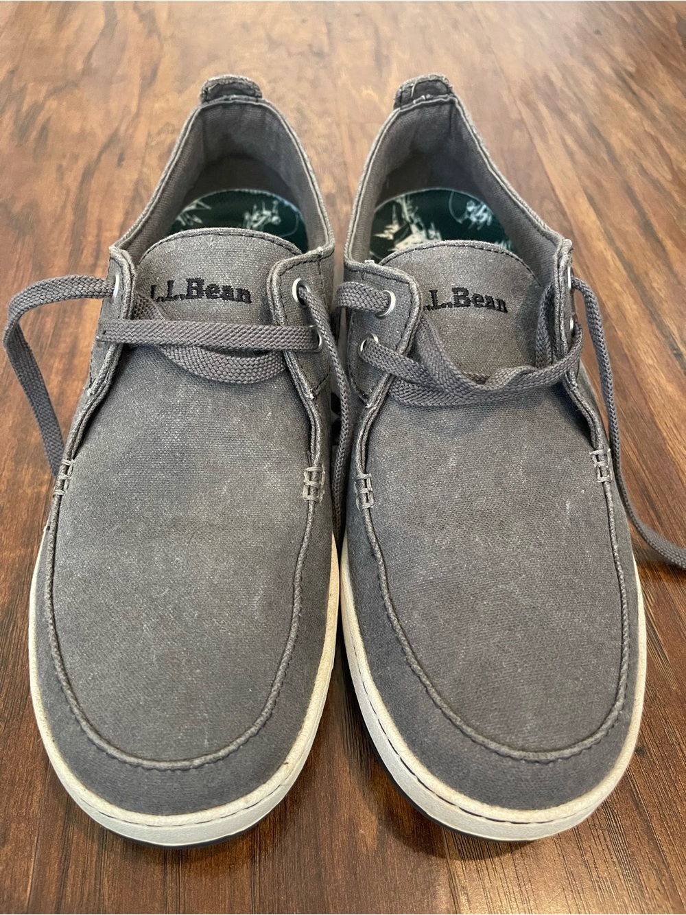 L.L.Bean Campside Canvas Sneakers Men’s 10 Gray Canvas Casual Boat Shoes EUC